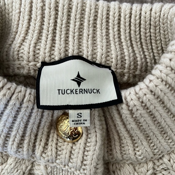 Tuckernuck Ivory Cotton Colette Top Cable Knot Sweater size Small - Picture 4 of 5